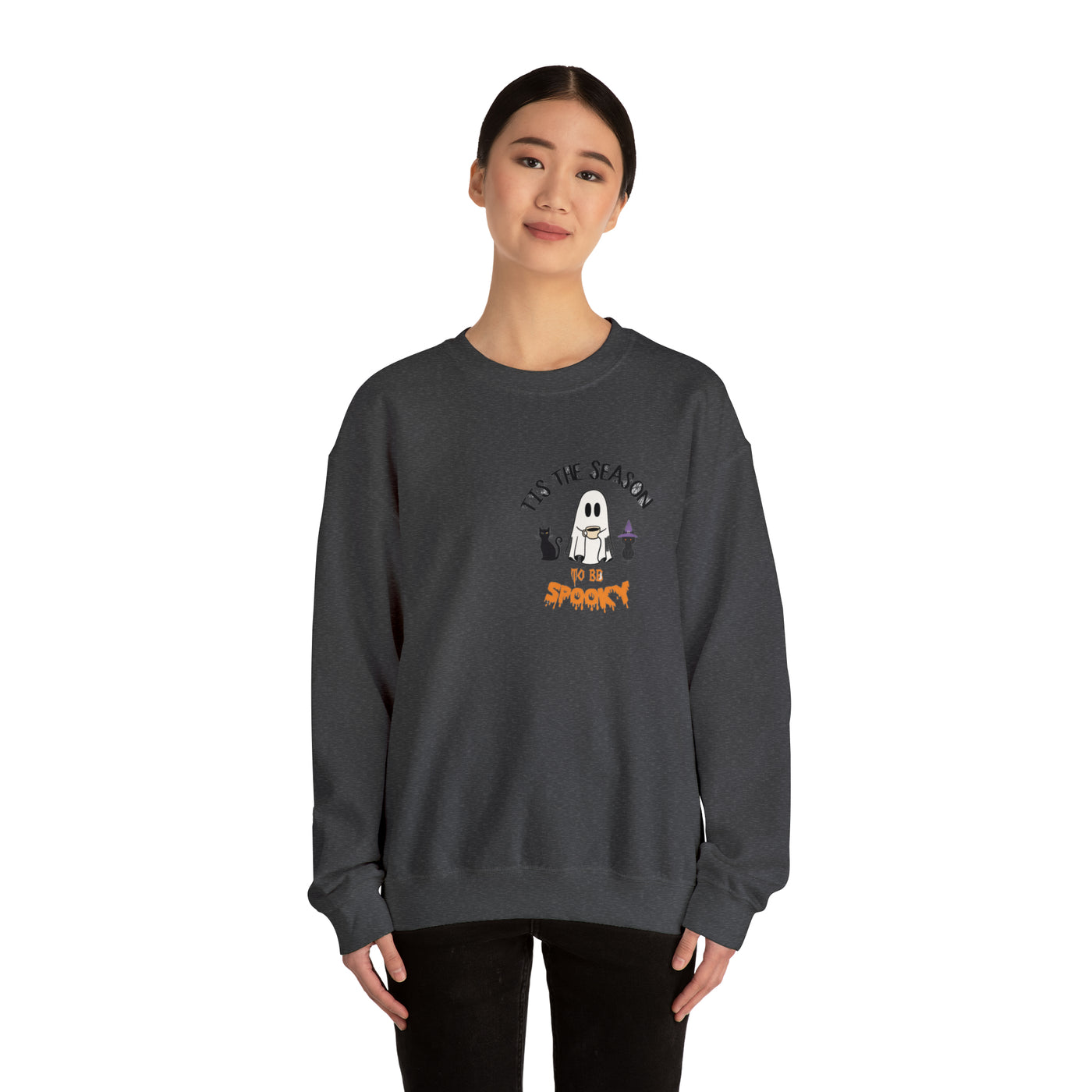 Unisex Cute Spooky Coffee Sweatshirt – Perfect for Fall, Halloween, and Coffee Lovers!