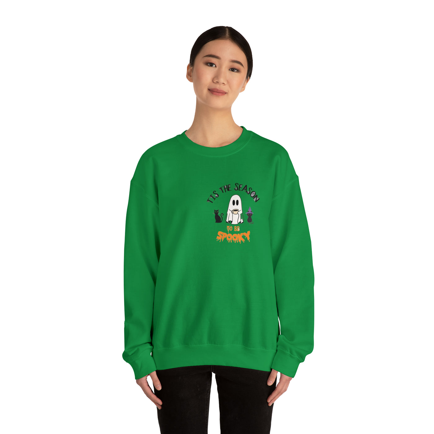 Unisex Cute Spooky Coffee Sweatshirt – Perfect for Fall, Halloween, and Coffee Lovers!