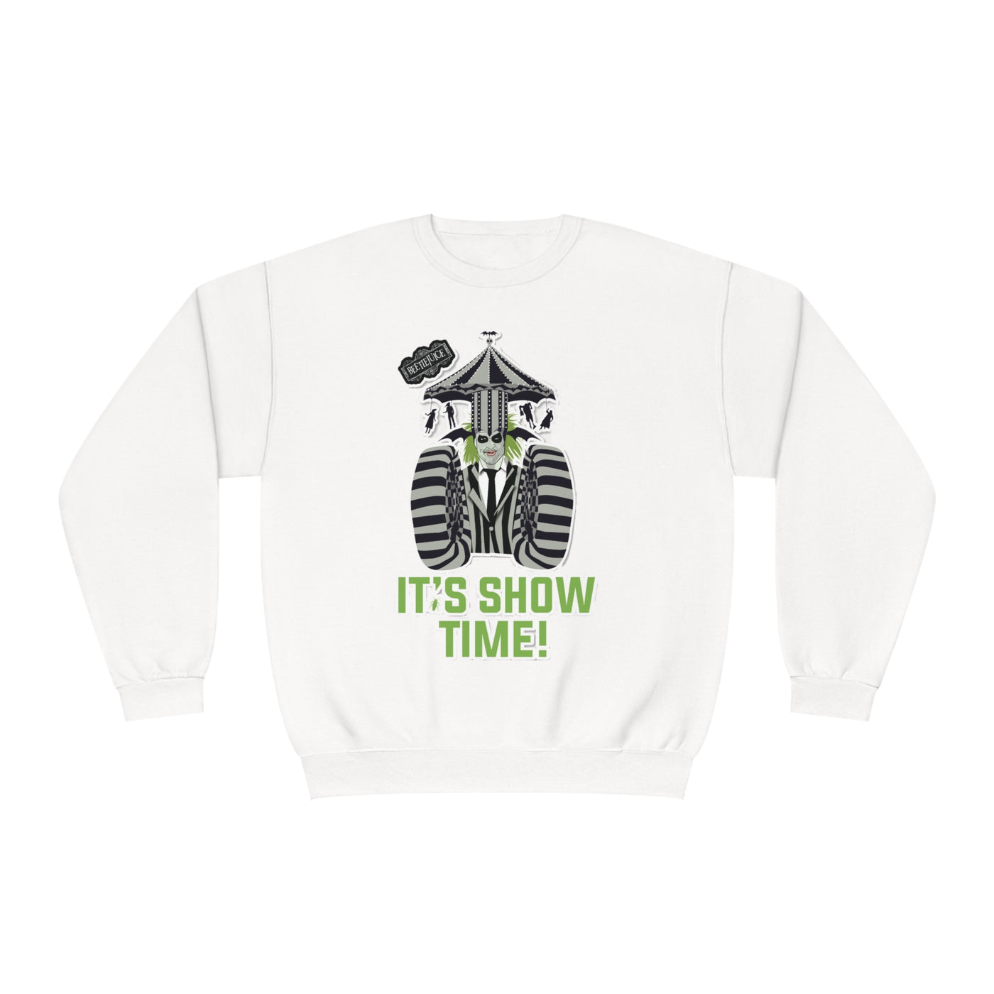 Unisex NuBlend® Crewneck Sweatshirt,Unleash Your Unique Style: Custom BeetleJuice Sweatshirt for a Spook-tacular Halloween,Halloween Party Sweatshirt, Halloween Gift, Fall Sweatshirt,Fall Gift