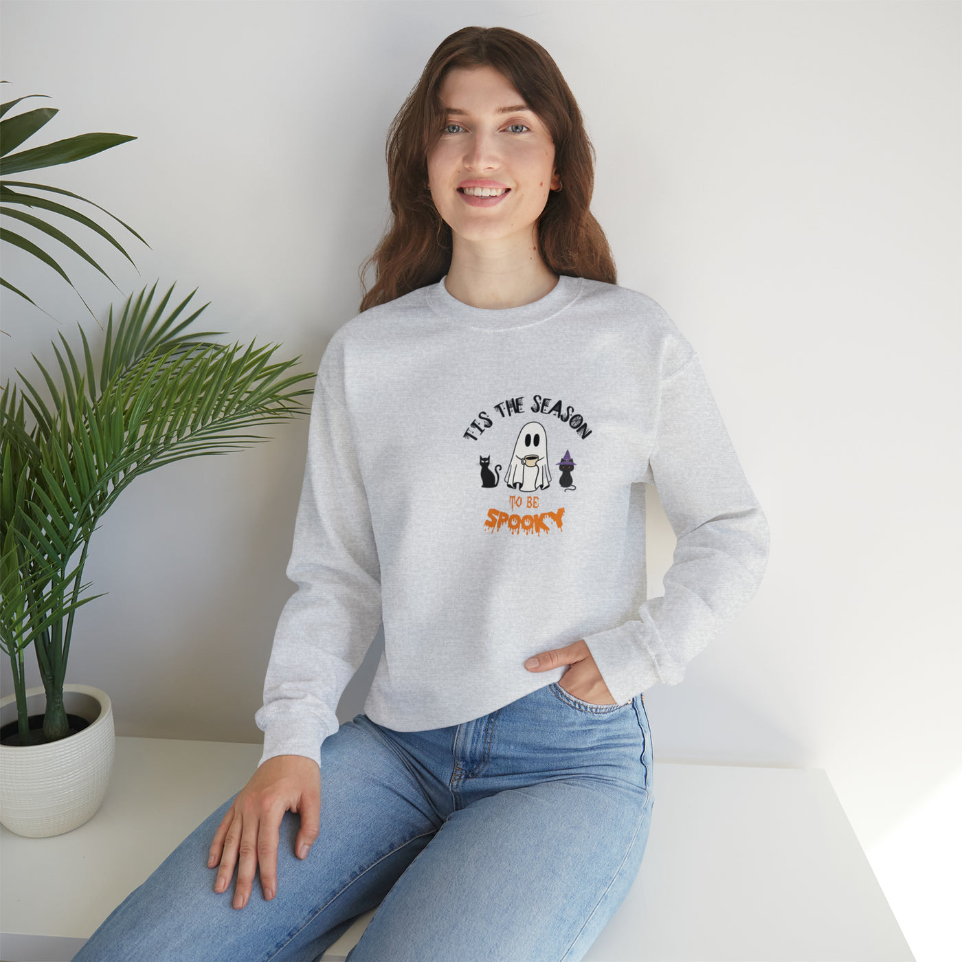 Unisex Cute Spooky Coffee Sweatshirt – Perfect for Fall, Halloween, and Coffee Lovers!