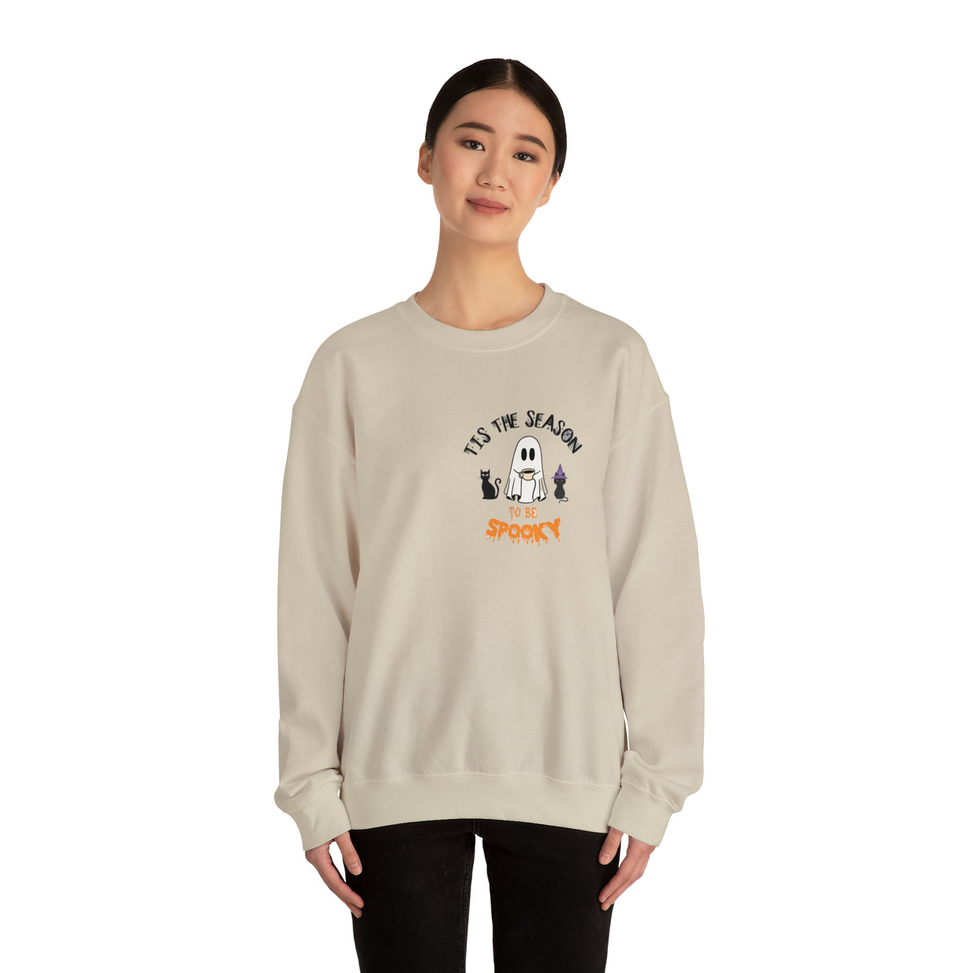 Unisex Cute Spooky Coffee Sweatshirt – Perfect for Fall, Halloween, and Coffee Lovers!