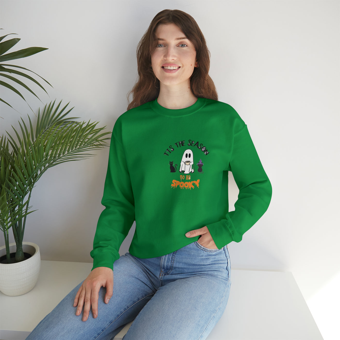 Unisex Cute Spooky Coffee Sweatshirt – Perfect for Fall, Halloween, and Coffee Lovers!