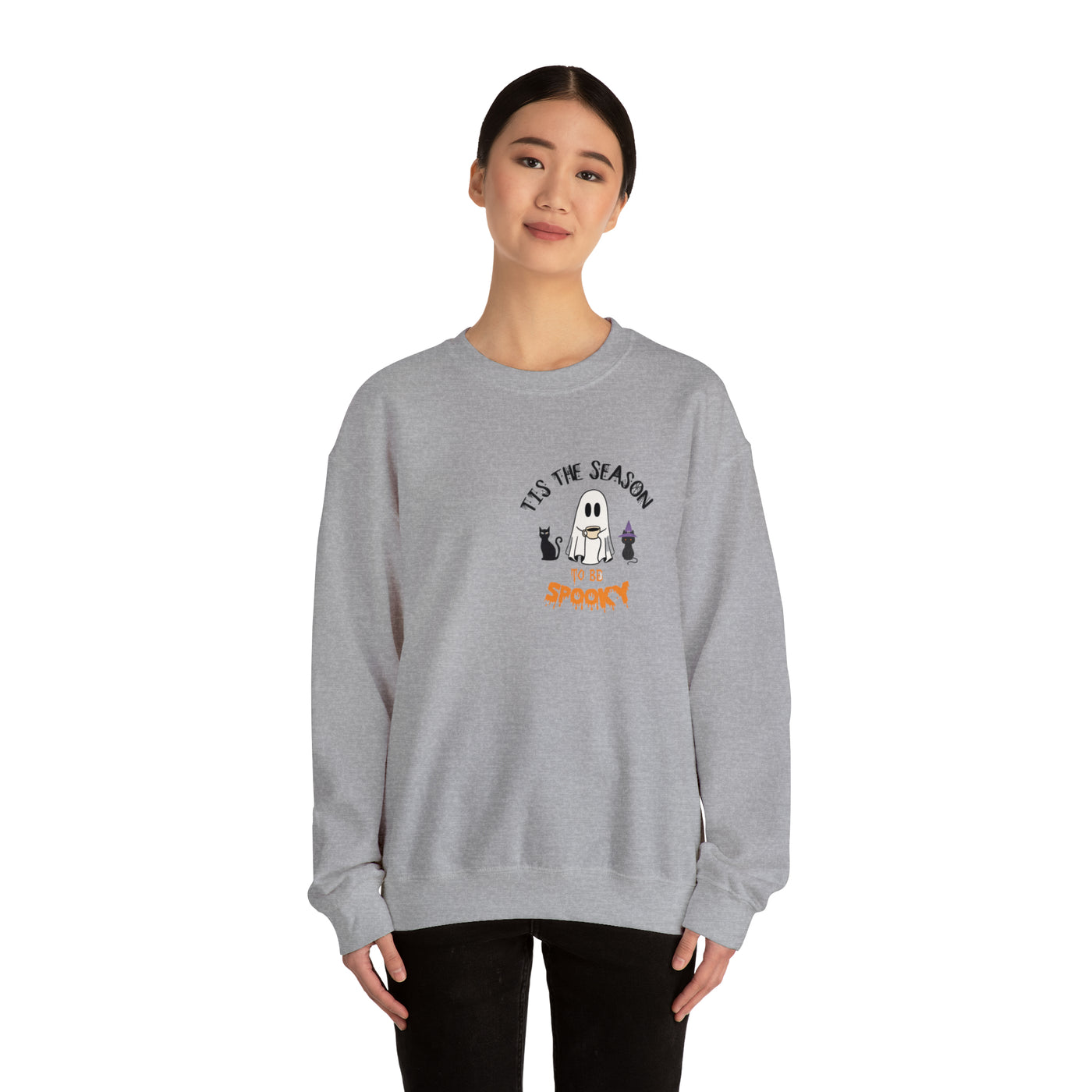 Unisex Cute Spooky Coffee Sweatshirt – Perfect for Fall, Halloween, and Coffee Lovers!