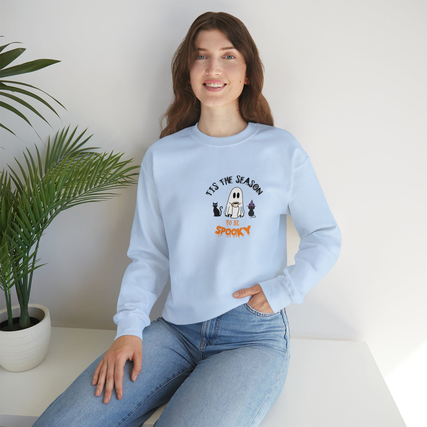 Unisex Cute Spooky Coffee Sweatshirt – Perfect for Fall, Halloween, and Coffee Lovers!