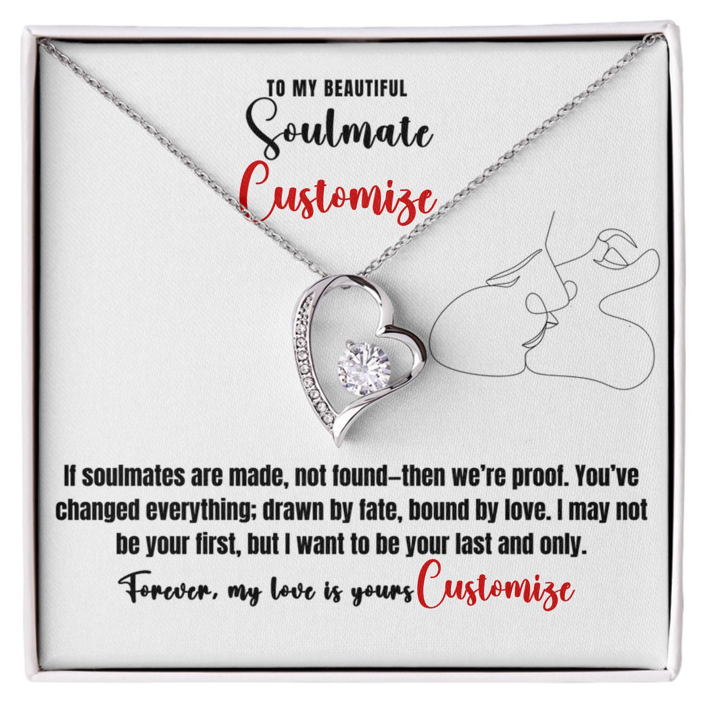 Forever Love Necklace – 18K White Gold Finish, Romantic Gift for Girlfriend, Wife, Soulmate, or Anniversary