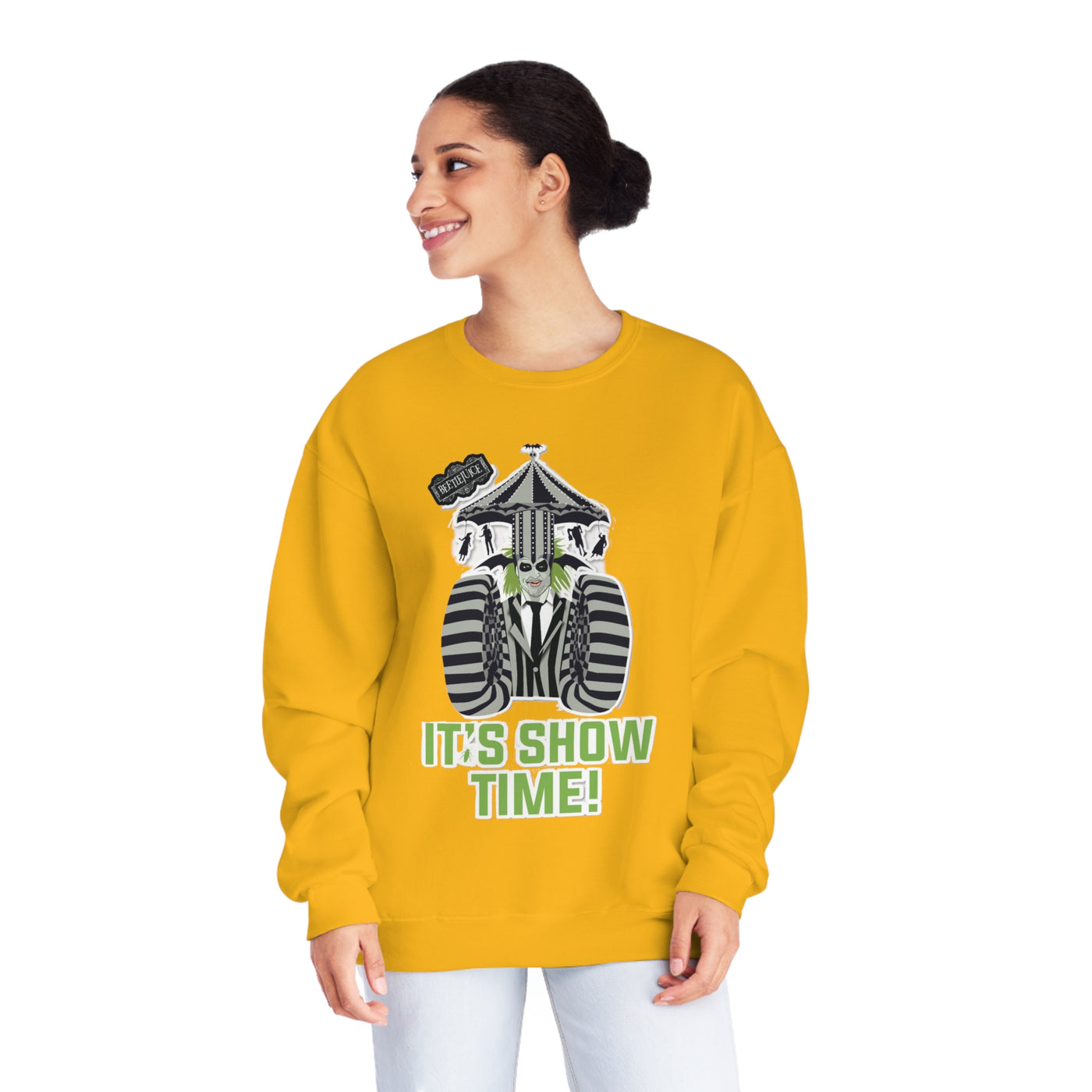 Unisex NuBlend® Crewneck Sweatshirt,Unleash Your Unique Style: Custom BeetleJuice Sweatshirt for a Spook-tacular Halloween,Halloween Party Sweatshirt, Halloween Gift, Fall Sweatshirt,Fall Gift