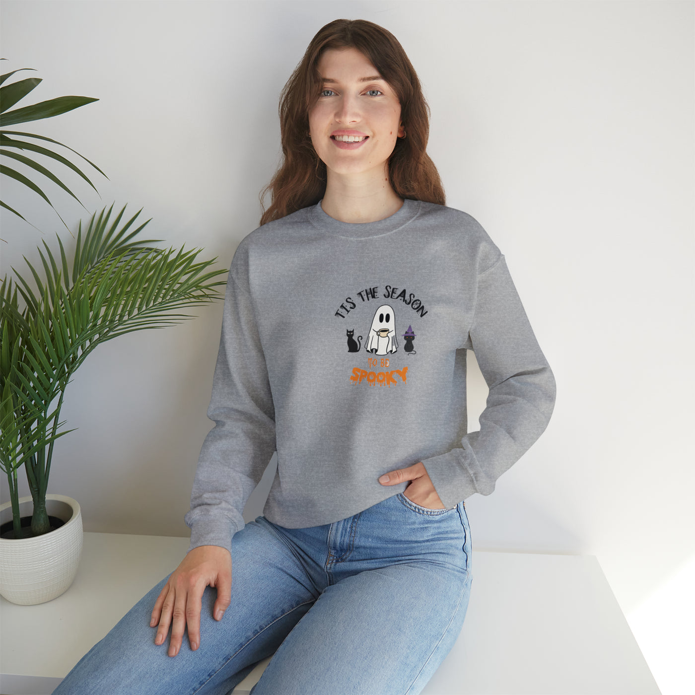 Unisex Cute Spooky Coffee Sweatshirt – Perfect for Fall, Halloween, and Coffee Lovers!