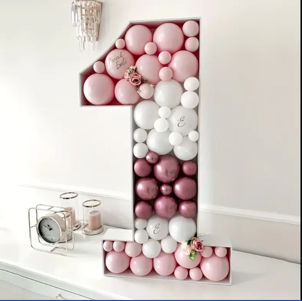 DIY Mosaic Balloon Number 1 Frame – 28.74” Tall Pre-Cut Foam Board for First Birthday Backdrop Decor