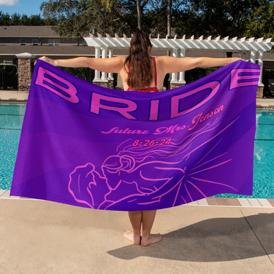 Personalized Bride Beach Towel – Perfect Bridal Shower or Bachelorette Gift for the Future Mrs!