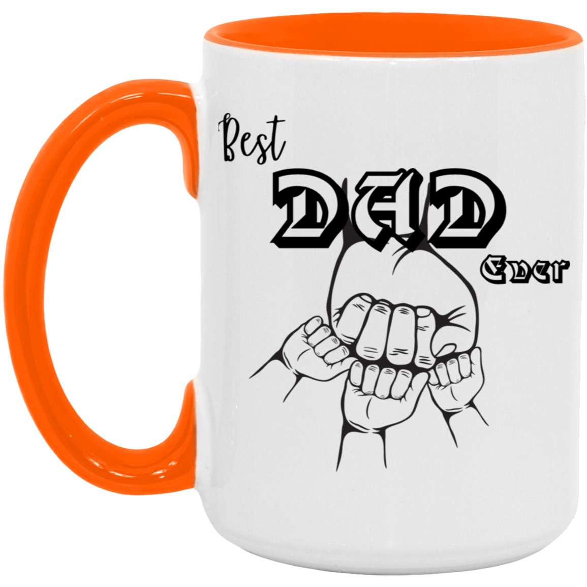 15oz Best Dad Ever Accent Mug – Personalized Father’s Day Gift, Family Mug, Perfect for Dad