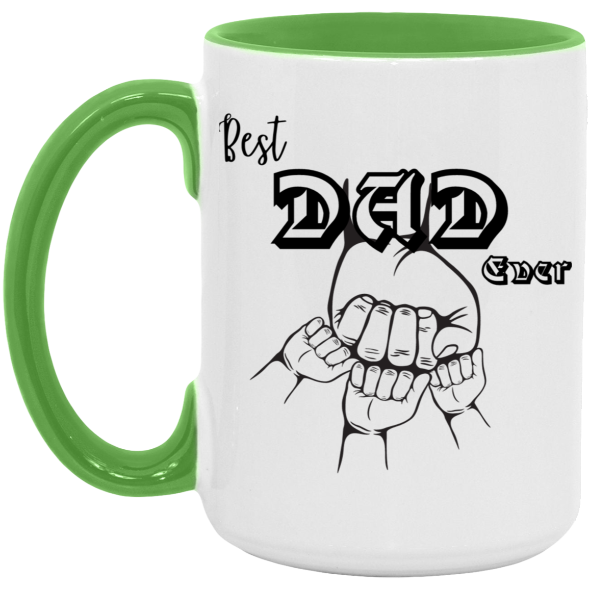 15oz Best Dad Ever Accent Mug – Personalized Father’s Day Gift, Family Mug, Perfect for Dad