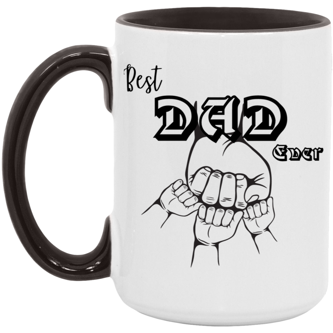 15oz Best Dad Ever Accent Mug – Personalized Father’s Day Gift, Family Mug, Perfect for Dad