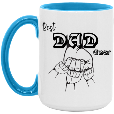 15oz Best Dad Ever Accent Mug – Personalized Father’s Day Gift, Family Mug, Perfect for Dad