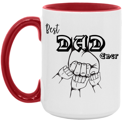 15oz Best Dad Ever Accent Mug – Personalized Father’s Day Gift, Family Mug, Perfect for Dad