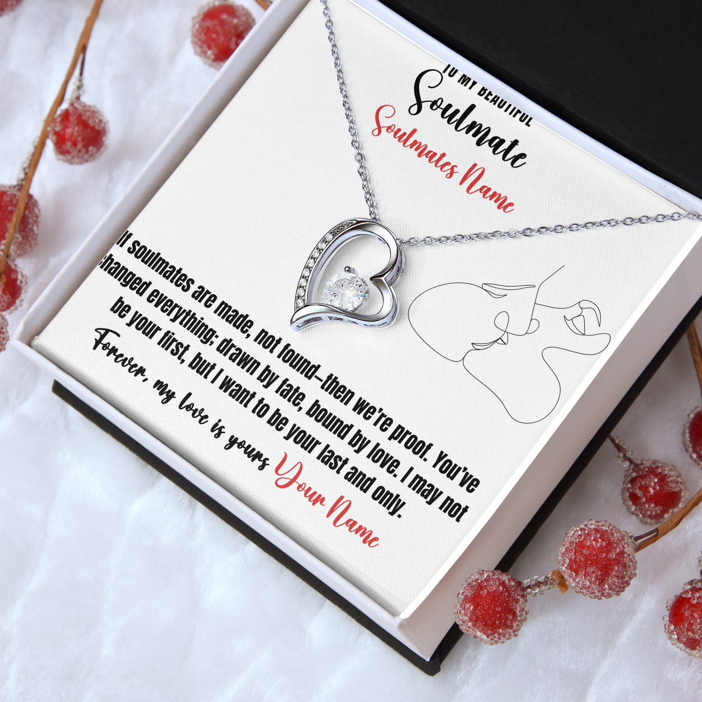 Forever Love Necklace - 14k white gold finish
