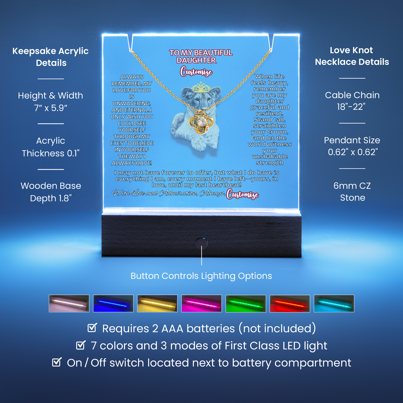 Keepsake Acrylic Bundle with Love Knot Necklace
