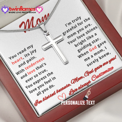 Stainless cross necklace, Gift For Mom From Daughter Son, Mother's Day Necklace, Gift, Mom Birthday Gift, Mom Necklace, Unique Mothers Day Gift, Mother's Day Jewelry Gift with a Personalized Message Card