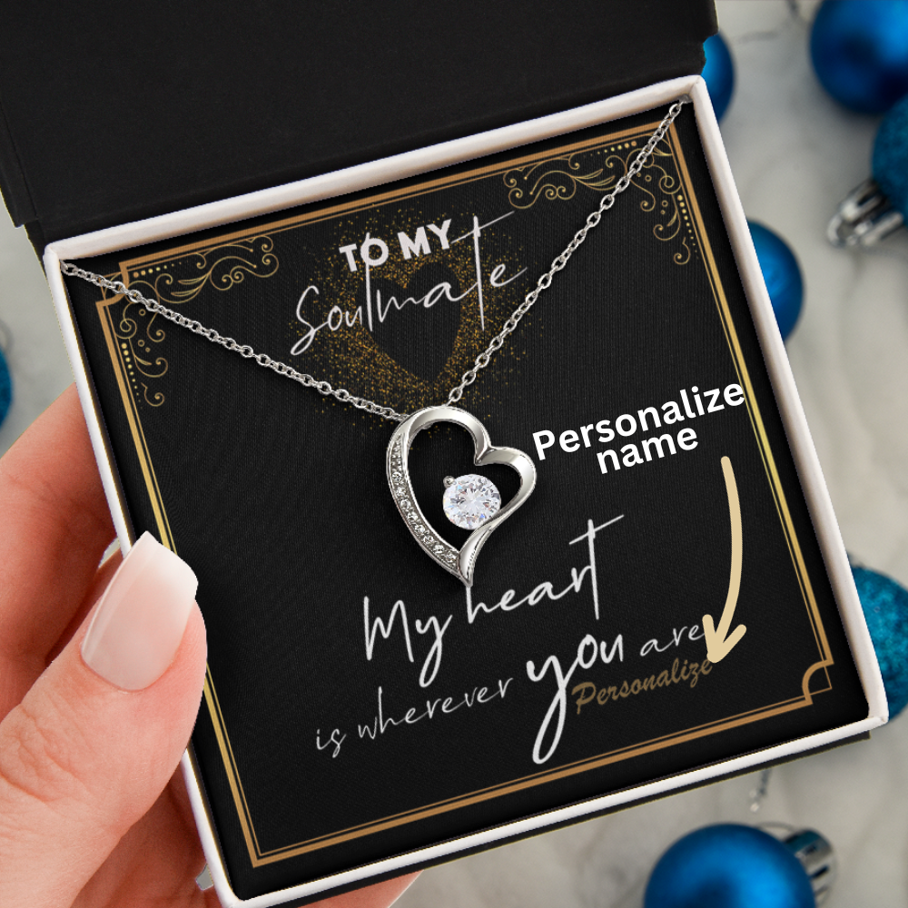 Forever Love Necklace – 14K White Gold Finish, Timeless Gift for Soulmate, Wife, Anniversary, or Christmas