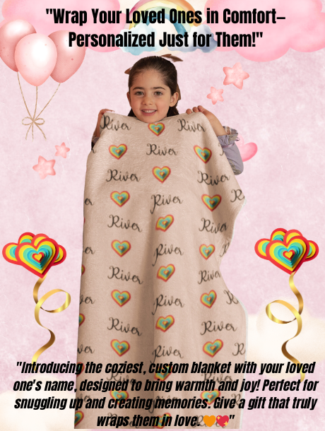 SF - Custom Name - Velveteen Microfiber Blanket "Wrap Up in Comfort & Style—Your Personalized Blanket Awaits! 🌈❤️"