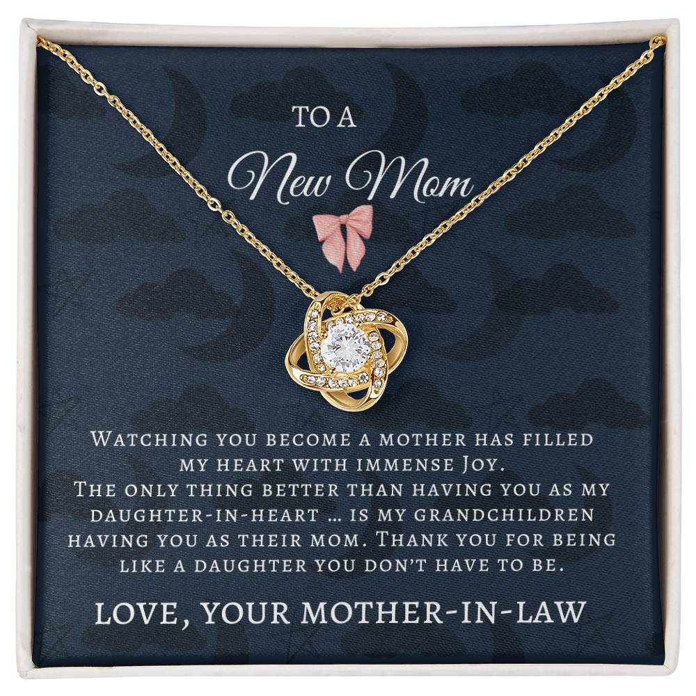 Love Knot Necklace – Heartwarming Mother’s Day Gift for New Mom & Daughter-in-Law, with Message Card!