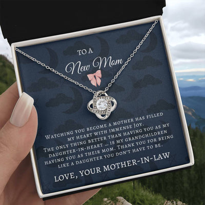 Love Knot Necklace – Heartwarming Mother’s Day Gift for New Mom & Daughter-in-Law, with Message Card!