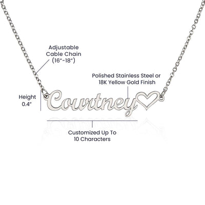 Personalized Signature Heart Necklace – Custom Name Jewelry, Perfect Gift for Soulmate or Wife!