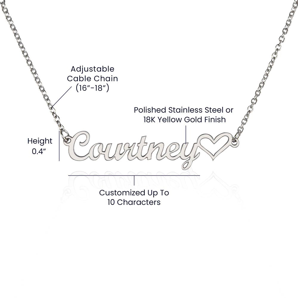 Custom Name Necklace with Heart – Personalized Jewelry & Message Card, Perfect for Valentine’s or Mother’s Day!