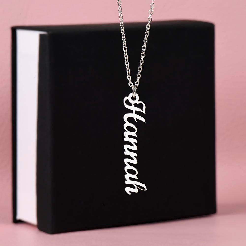 Vertical Name Necklace - Vertical Personalized Name Necklace - Vertical Silver Name Necklace - Daughter Necklace - Gift for Her - Christmas -