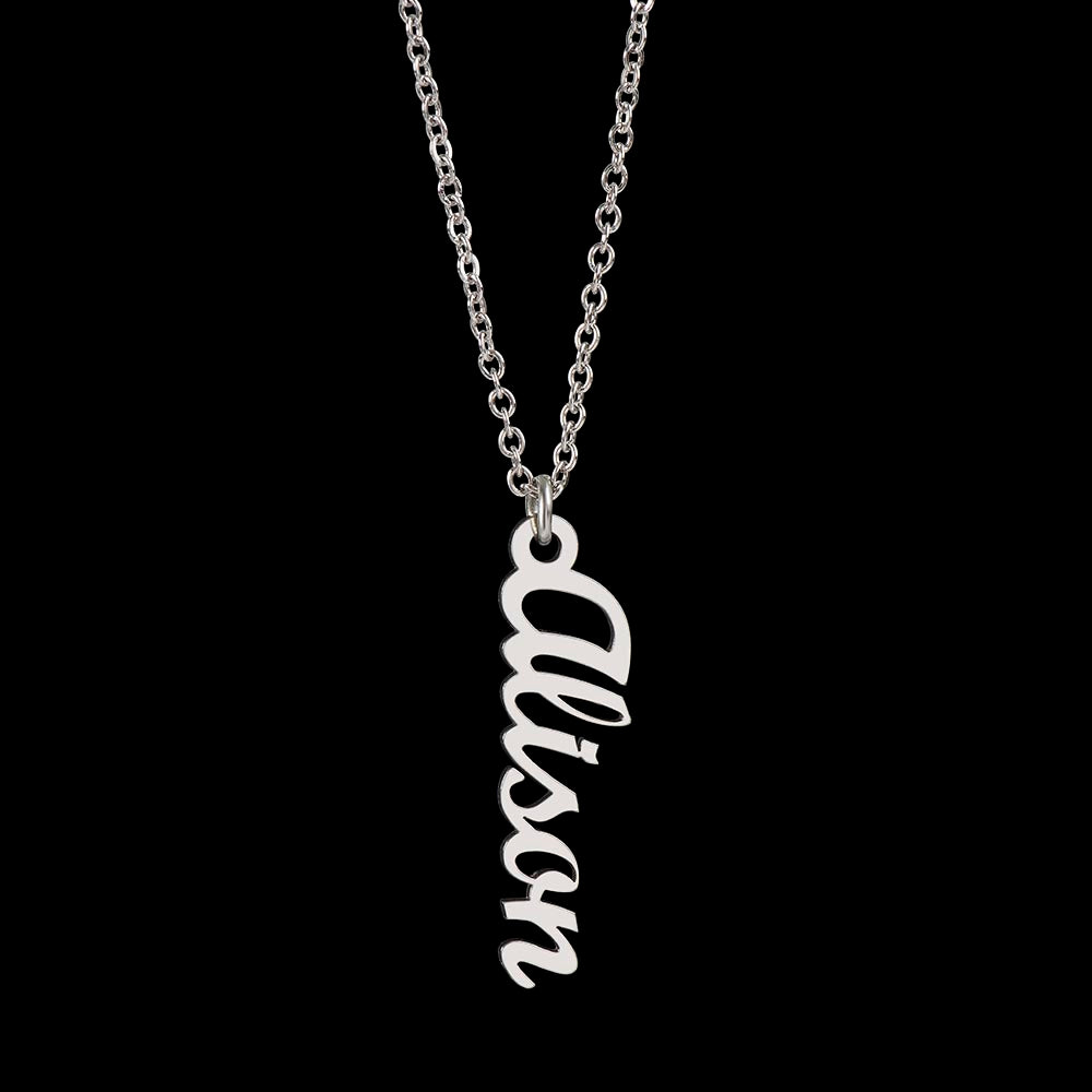 Vertical Name Necklace - Vertical Personalized Name Necklace - Vertical Silver Name Necklace - Daughter Necklace - Gift for Her - Christmas -