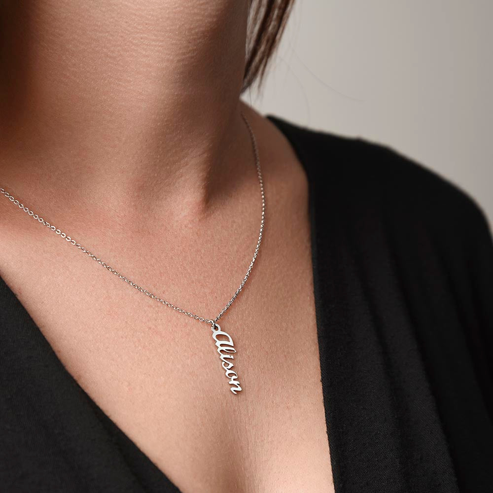 Vertical Name Necklace - Vertical Personalized Name Necklace - Vertical Silver Name Necklace - Daughter Necklace - Gift for Her - Christmas -