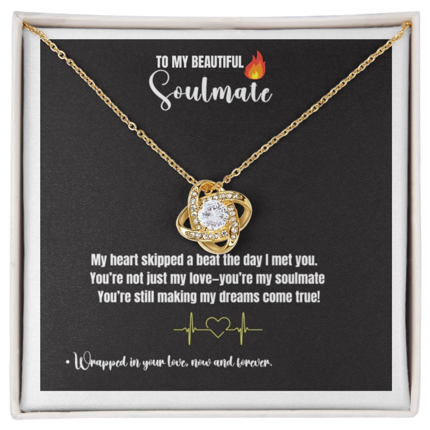 To My Soulmate Love Knot Necklace,  Valentines Gift For Soulmate, Wife, Gf, Girlfriend, Fiancée, Future Wife, Message Card Jewelry