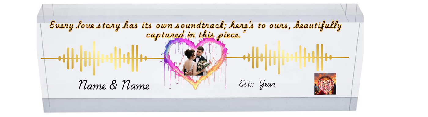 Transparent Acrylic Sound Wave Block - Capture Your Love with Custom Audio, Photo, and Text | Perfect Wedding or Anniversary Keepsake