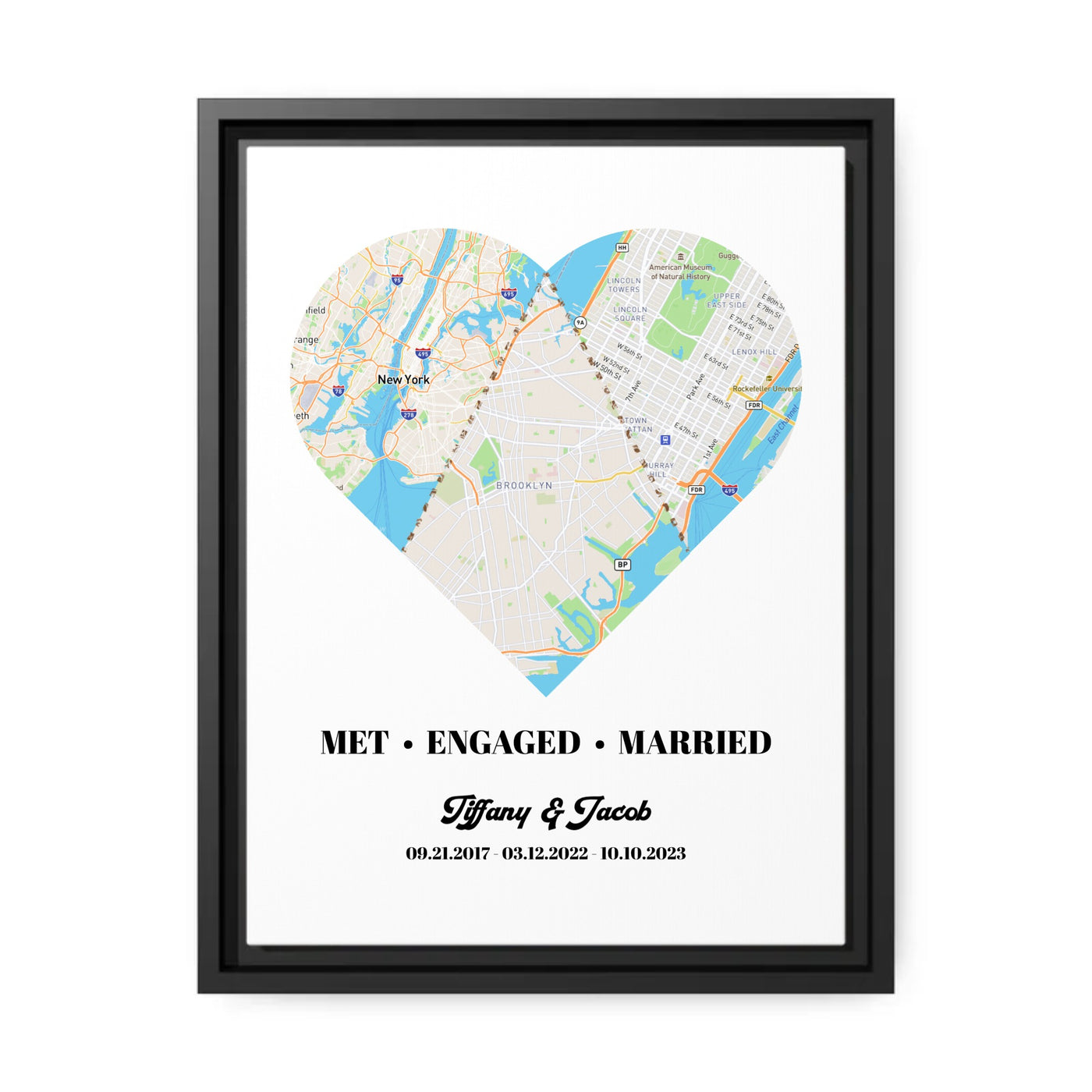 Personalized Heart-Shaped Canvas Art: Unique Wedding, Anniversary & Engagement Gift