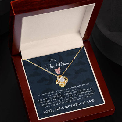 Love Knot Necklace – Heartwarming Mother’s Day Gift for New Mom & Daughter-in-Law, with Message Card!