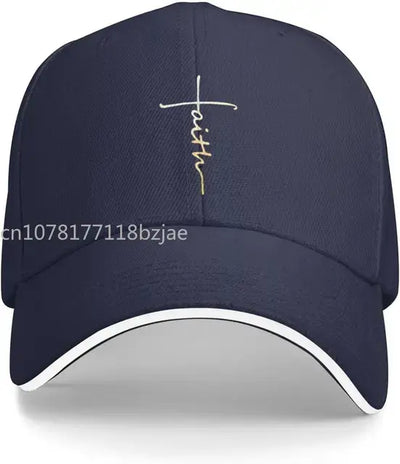 Faith Cross Black Baseball Cap – Christian Men’s Adjustable Trucker Hat, Cowboy Style, Summer Sun Dad Hat