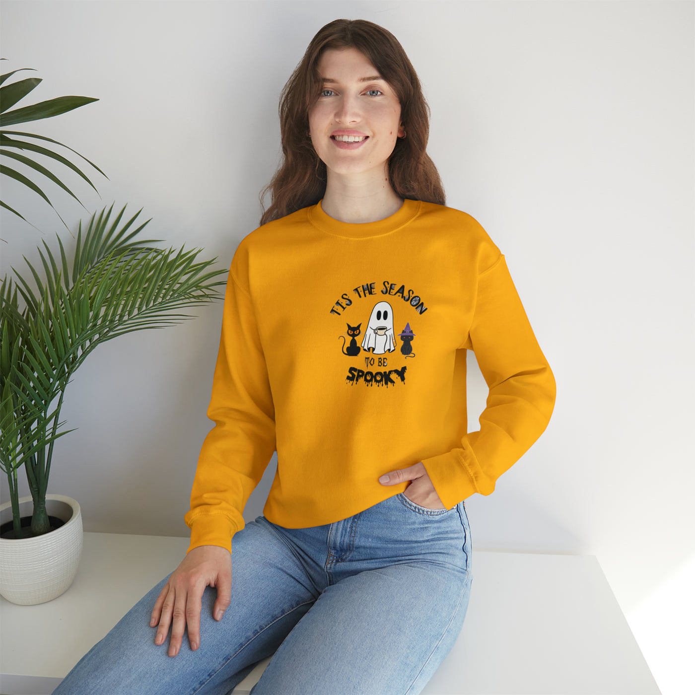 Unisex Cute Spooky Coffee Sweatshirt – Perfect for Fall, Halloween, and Coffee Lovers!