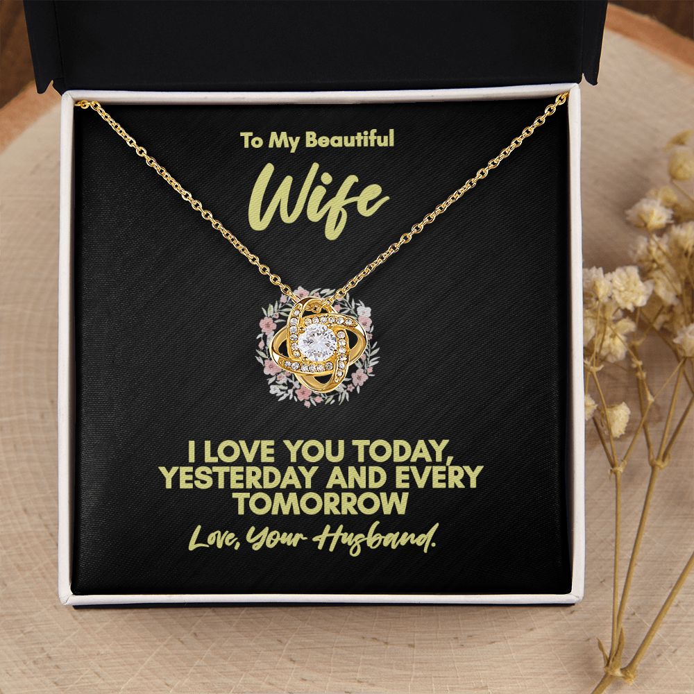 LOVE KNOT EARRING & NECKLACE SET SILVER & GOLD VARIANTS TO MY WIFE NECKLACE FROM HUSBAND, ANNIVERSARY GIFT FOR WIFE, BIRTHDAY GIFT FOR WIFE, GIFT FOR WIFE, NECKLACE FOR WIFE, MOTHERS DAY GIFT