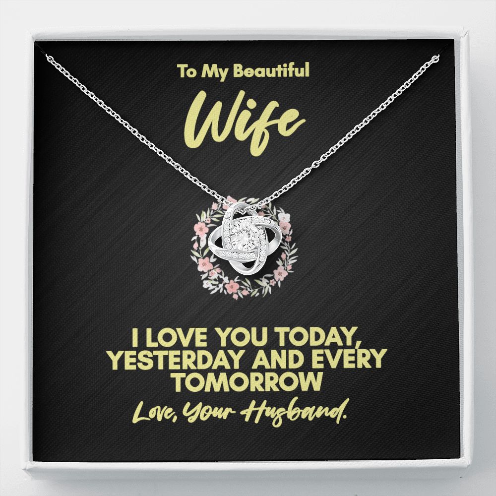 LOVE KNOT EARRING & NECKLACE SET SILVER & GOLD VARIANTS TO MY WIFE NECKLACE FROM HUSBAND, ANNIVERSARY GIFT FOR WIFE, BIRTHDAY GIFT FOR WIFE, GIFT FOR WIFE, NECKLACE FOR WIFE, MOTHERS DAY GIFT