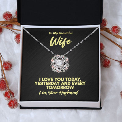 LOVE KNOT EARRING & NECKLACE SET SILVER & GOLD VARIANTS TO MY WIFE NECKLACE FROM HUSBAND, ANNIVERSARY GIFT FOR WIFE, BIRTHDAY GIFT FOR WIFE, GIFT FOR WIFE, NECKLACE FOR WIFE, MOTHERS DAY GIFT