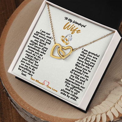 Interlocking Hearts Necklace ( Yellow & White Gold Variants) | To My Wife | Anniversary Gift for Wife, Wife Necklace Gift | Valentine's Gift