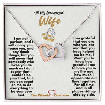 Interlocking Hearts Necklace ( Yellow & White Gold Variants) | To My Wife | Anniversary Gift for Wife, Wife Necklace Gift | Valentine's Gift