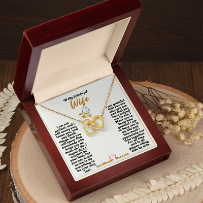 Interlocking Hearts Necklace ( Yellow & White Gold Variants) | To My Wife | Anniversary Gift for Wife, Wife Necklace Gift | Valentine's Gift