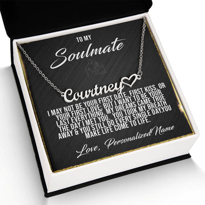 To My Soulmate Necklace Gift, Signature Style Name Necklace W Heart, Anniversary Gift For Her, Wife Girlfriend Soulmate Gift,