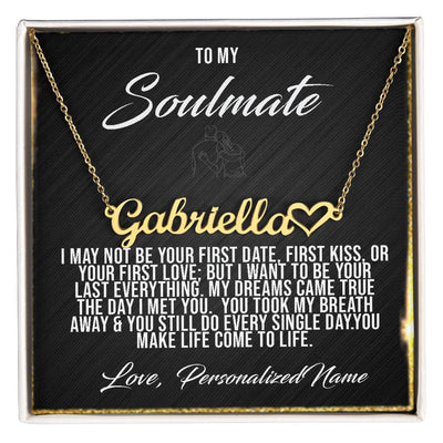 To My Soulmate Necklace Gift, Signature Style Name Necklace W Heart, Anniversary Gift For Her, Wife Girlfriend Soulmate Gift,